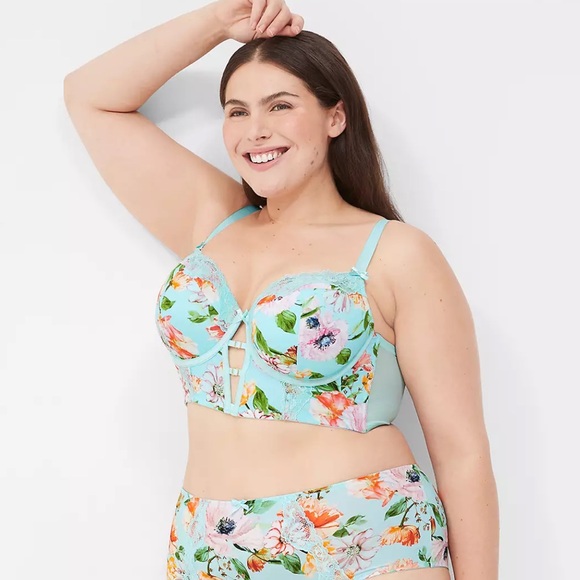 New Cacique Floral Balconette Longline Bra - Picture 1 of 6